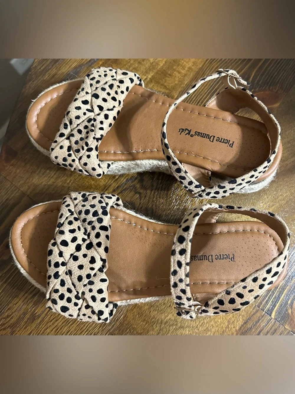 Leopard Print Espadrille Platform Sandals - Beige/Black